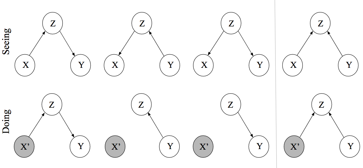 Causal diagrams [Note: Top to bottom: a-d. Also, note that the slight